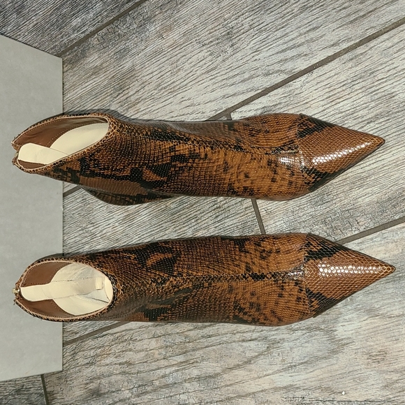 JIMMY CHOO Kix 65 Cuoio Snake Print Pointed Toe Leather Boots Size 36.5 ITALY - Picture 12 of 17